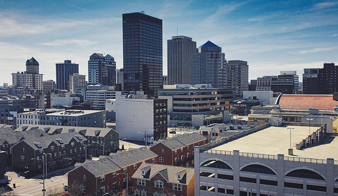 Downtown city office buildings
